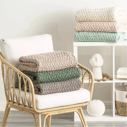 Lenni Luxurious 100% Cotton Knitted Throw
